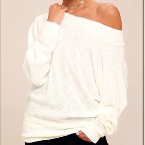 FREE PEOPLE Palisades cream off the shoulder top